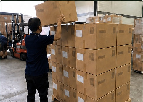 Outer cartons being prepared for an order