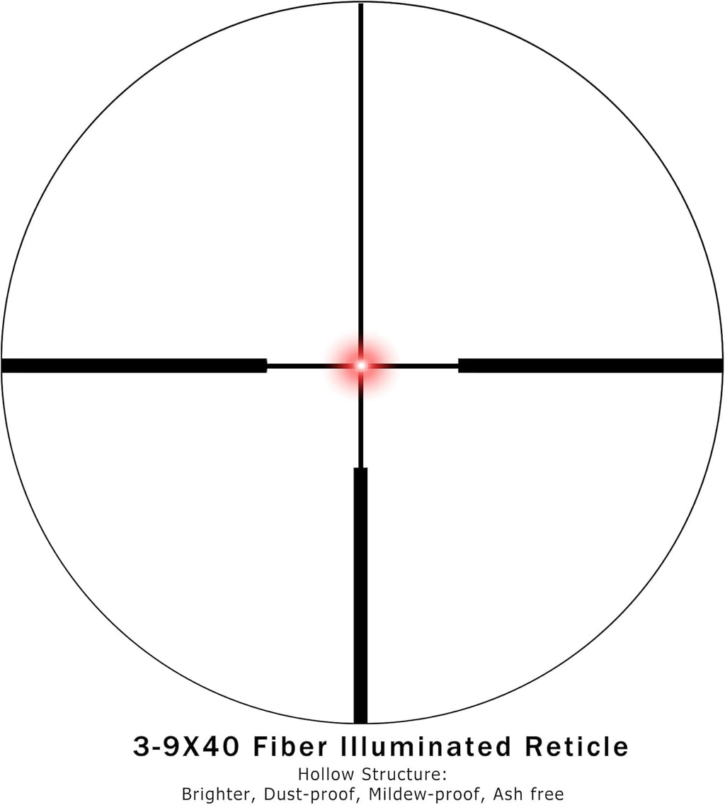Rifle Scope for Hunting and Shooting, 3-9x40 Standard Fiber Illuminated Reticle, SFP Riflescope Durable, Dust-Proof, Shockproof,Waterproof, Fogproof