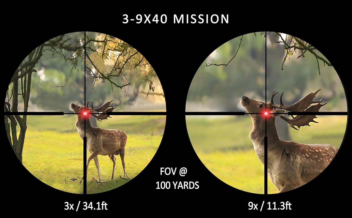 Rifle Scope for Hunting and Shooting, 3-9x40 Standard Fiber Illuminated Reticle, SFP Riflescope Durable, Dust-Proof, Shockproof,Waterproof, Fogproof