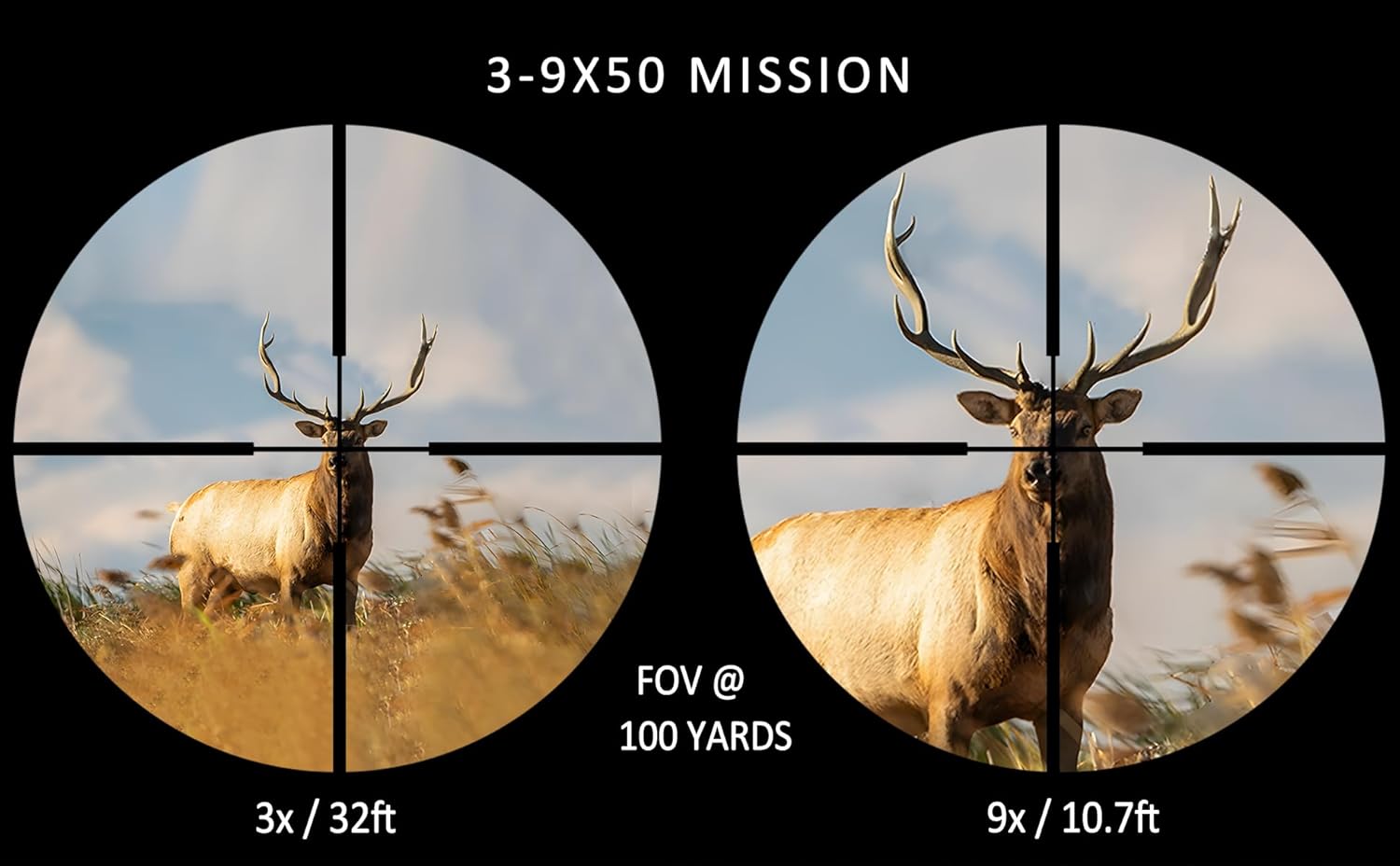 Rifle Scope for Hunting and Shooting, 3-9x50 Standard Crosshair  SFP Riflescope Durable, Dust-Proof, Shockproof,Waterproof, Fogproof
