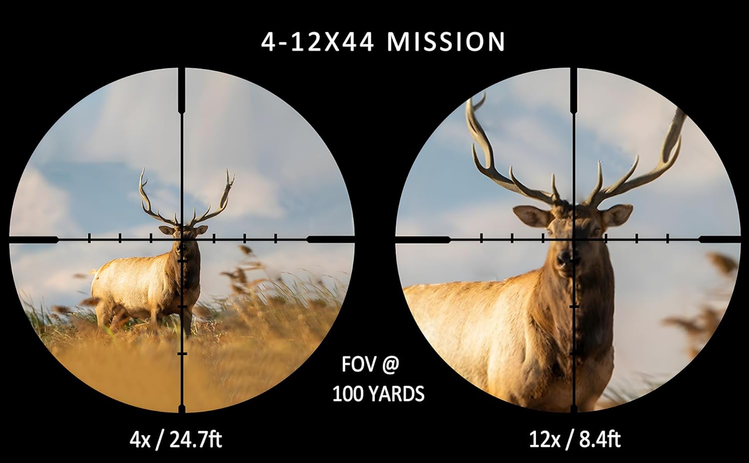Rifle Scope for Hunting and Shooting 4-12x44 Standard Crosshair SFP Riflescope Durable, Dust-Proof, Shockproof,Waterproof, Fogproof