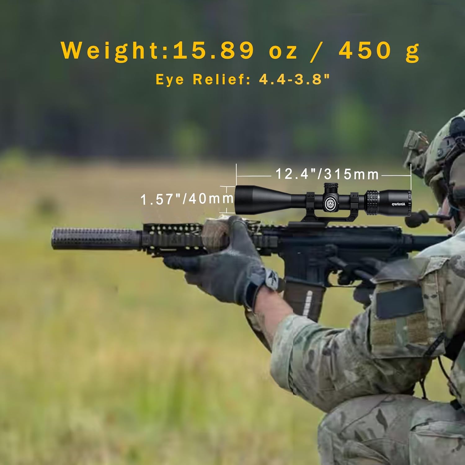 Rifle Scope for Hunting and Shooting, 3-9x40 Standard Fiber Illuminated Reticle, SFP Riflescope Durable, Dust-Proof, Shockproof,Waterproof, Fogproof