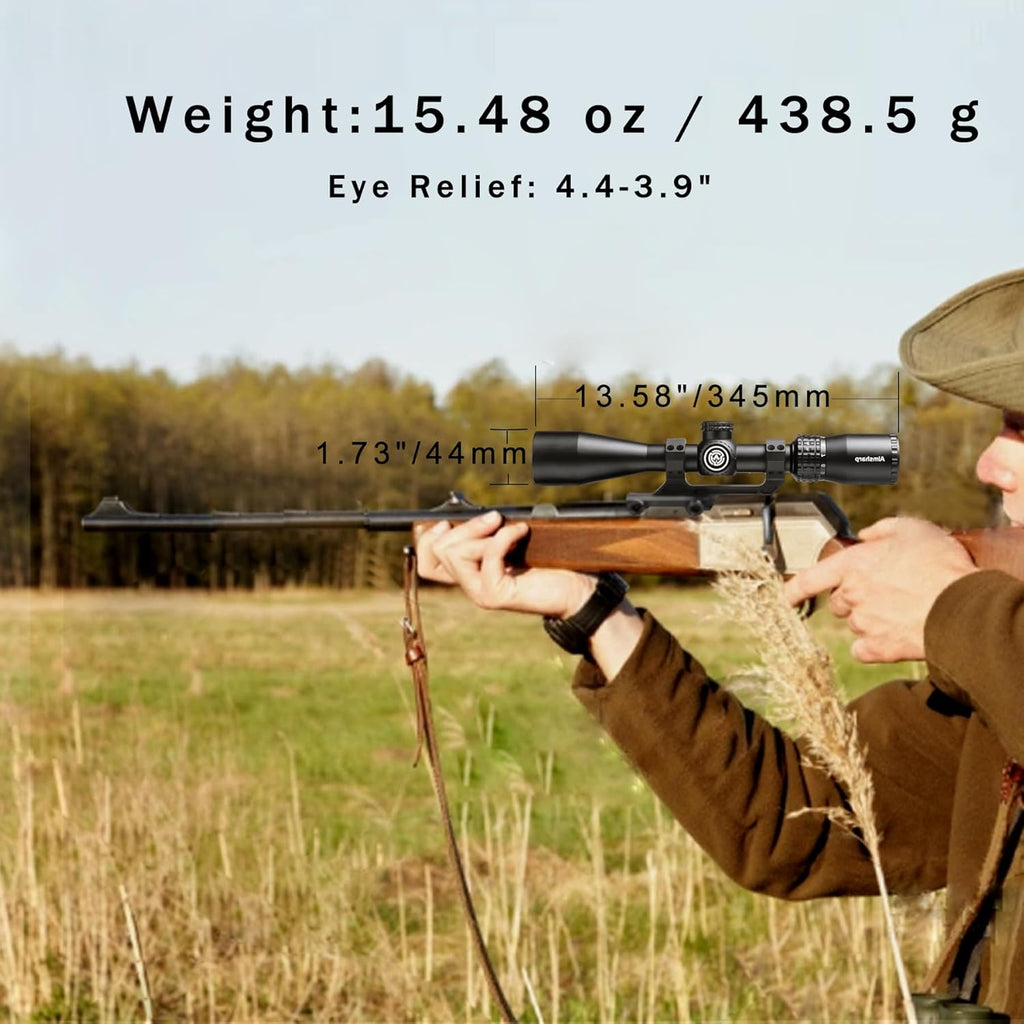 Rifle Scope for Hunting and Shooting 4-12x44 Standard Crosshair SFP Riflescope Durable, Dust-Proof, Shockproof,Waterproof, Fogproof