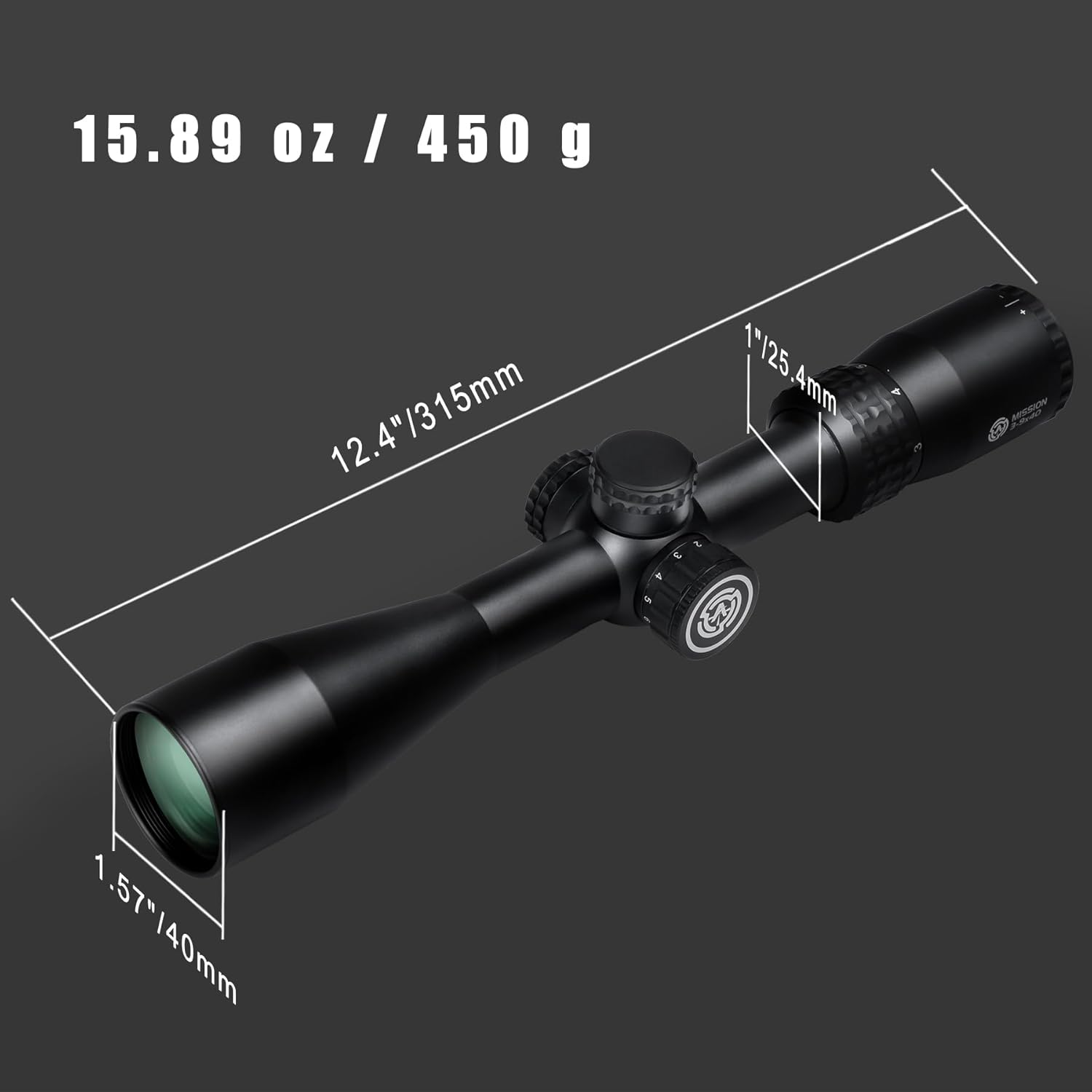 Rifle Scope for Hunting and Shooting, 3-9x40 Standard Fiber Illuminated Reticle, SFP Riflescope Durable, Dust-Proof, Shockproof,Waterproof, Fogproof