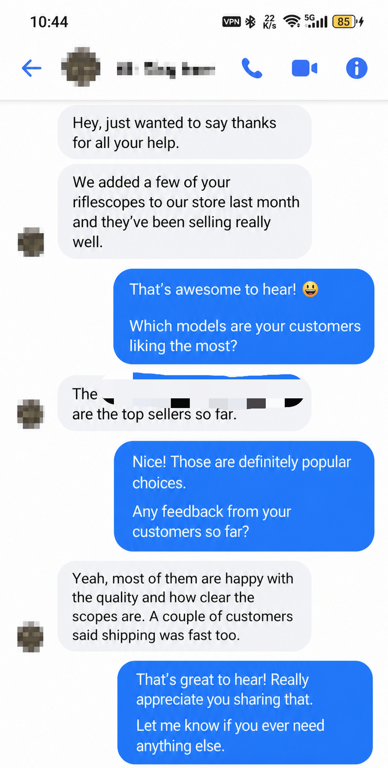 Anonymized dealer feedback about Aimsharp product sales