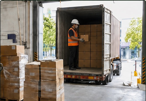 Cartons being loaded during shipment preparation